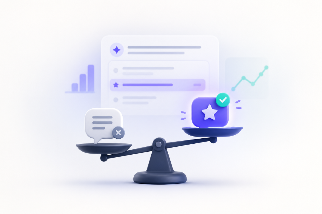 Recommendation Strength: Why Being Mentioned Is Not Being Recommended 1 Minimal illustration showing the progression from an AI brand mention to a strong recommendation.